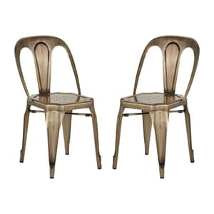 Dschubba Brass Metal Dining Chairs In A Pair