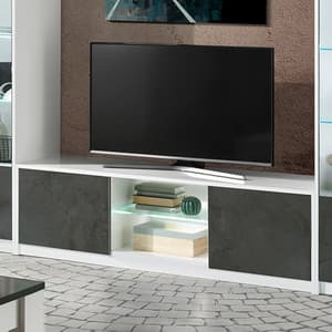 Graz Wooden TV Stand 2 Doors In Matt White And Oxide With LED