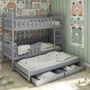 Hampton Wooden Bunk Bed And Trundle In Grey