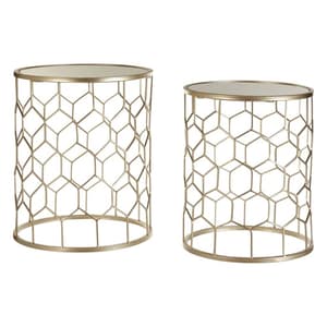 Hannah Mirrored Glass Set Of 2 Side Tables With Champagne Frame