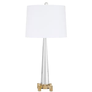 Hanoa White Fabric Shade Table Lamp With Tower Crystal Base
