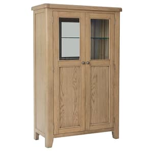 Hants Wooden 2 Doors Drinks Cabinet In Smoked Oak