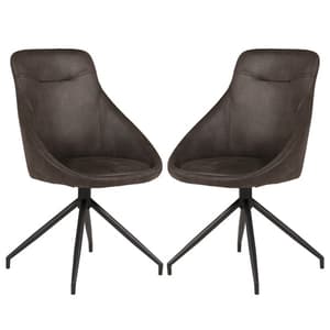 Harini Brown Microfibre Dining Chairs In Pair