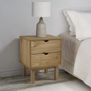 Harrow Wooden Bedside Cabinet With 2 Drawers In Brown