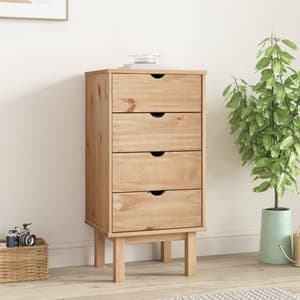 Harrow Wooden Chest Of 4 Drawers Tall In Brown
