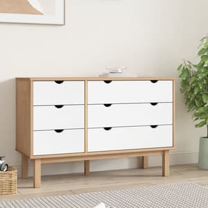 Harrow Wooden Chest Of 6 Drawers In White Brown