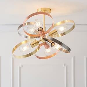 Hoop 6 Lights Ceiling Pendant Light In Brushed Brass