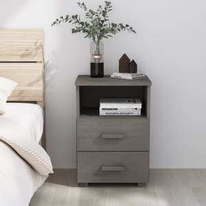 Hull Wooden Bedside Cabinet With 2 Drawers 1 Shelf In Light Grey