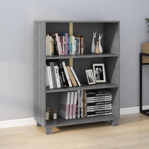 Hull Wooden Bookcase With 3 Shelves In Dark Grey