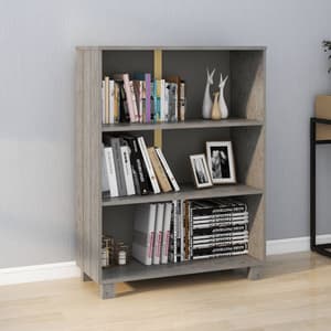 Hull Wooden Bookcase With 3 Shelves In Light Grey