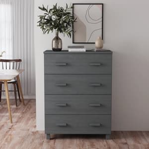 Hull Wooden Chest Of 4 Drawers In Dark Grey