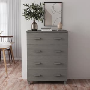 Hull Wooden Chest Of 4 Drawers In Light Grey