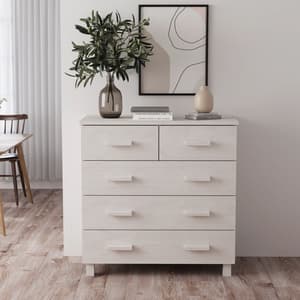 Hull Wooden Chest Of 5 Drawers In White