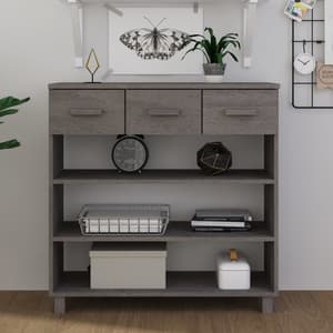Hull Wooden Console Table With 3 Drawer In Light Grey