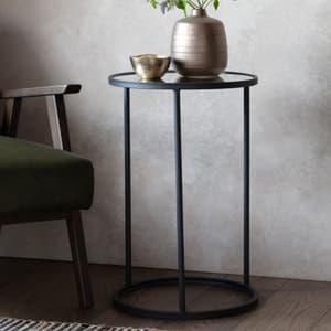 Hutten Clear Glass Side Table With Black Metal Frame