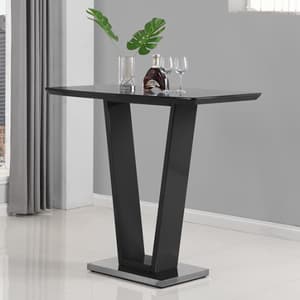 Ilko High Gloss Bar Table Rectangular Glass Top In Black