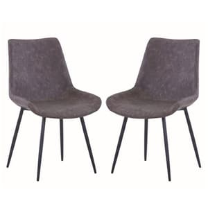Imperia Dark Brown Fabric Upholstered Dining Chairs In A Pair