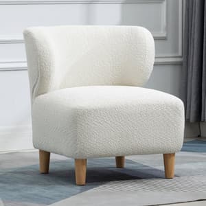 Jakarta Fabric Bedroom Chair In White With Oak Legs