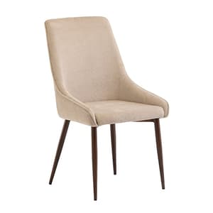 Jasper Fabric Dining Chair In Ivory With Wenge Legs