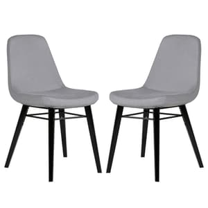 Jecca Grey Fabric Dining Chairs With Black Legs In Pair