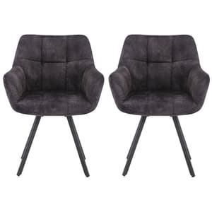Jordan Charcoal Fabric Dining Chairs With Metal Frame In Pair