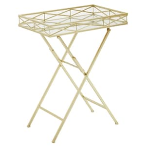 Julie Rectangular Glass Tray Side Table With Gold Metal Frame