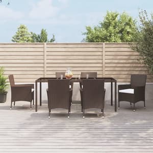 Kaius Rattan 7 Piece Garden Dining Set With Cushions In Brown