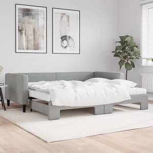 Kavala Fabric Daybed With Guest Bed And Mattress In Light Grey