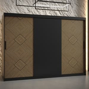 Keene Wooden Wardrobe 250cm With 2 Sliding Doors In Black
