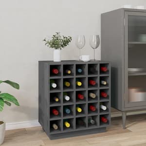 Keller Solid Pine Wood Wine Cabinet In Grey