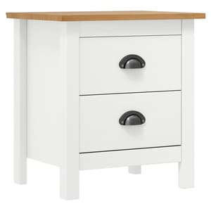 Kendal Wooden Bedside Cabinet With 2 Drawers In White And Brown