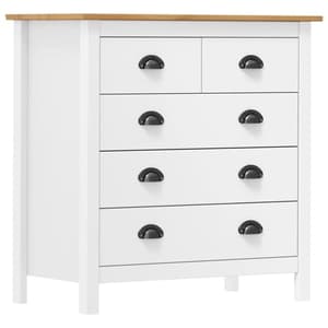 Kendal Wooden Chest Of 5 Drawers In White And Brown