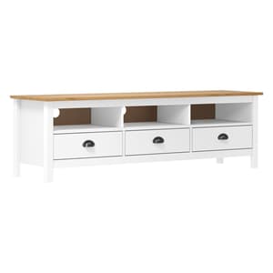 Kendal Wooden TV Stand With 3 Drawers In White And Brown