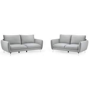 Lazard Plush Velvet 3+2 Seater Sofa Set In Grey