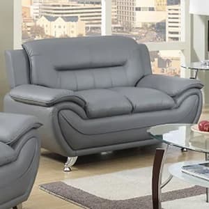 Leon Faux Leather 2 Seater Sofa In Grey