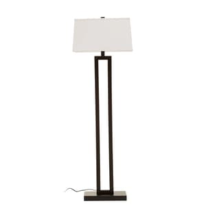 Leora White Fabric Shade Floor Lamp In Black Cut-out Stand
