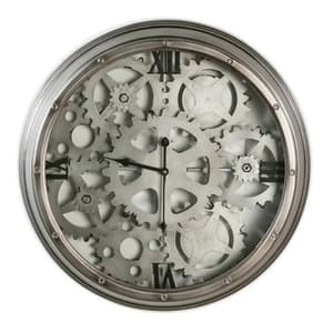 Loft Glass Wall Clock With Anthracite And Silver Metal Frame