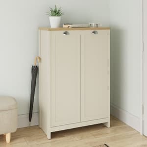Loftus Wooden Shoe Storage Cabinet With 2 Doors In Cream