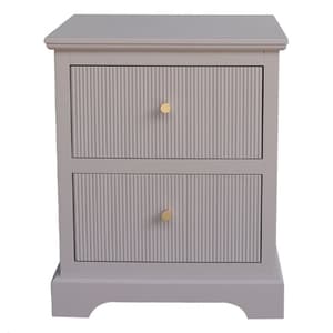 Lorain Pine Wood Bedside Cabinet With 2 Drawers In Summer Grey