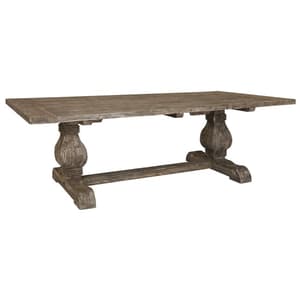 Lovito Rectangular Wooden Dining Table In Rustic Teak