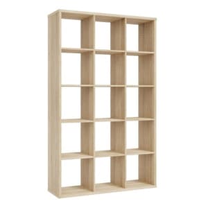 Mabon Wooden Bookcase With 15 Open Cubes In Sonoma Oak