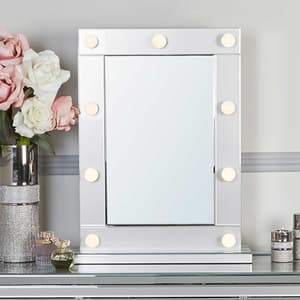 Mack Dressing Vanity Mirror In Grey With LED Bulbs