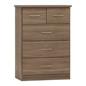 Mack Wooden Chest Of 5 Drawers In Rustic Oak Effect