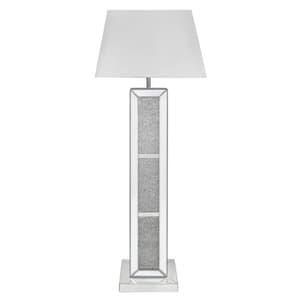 Macon White Shade Floor Lamp With Mirrored Pillar Base
