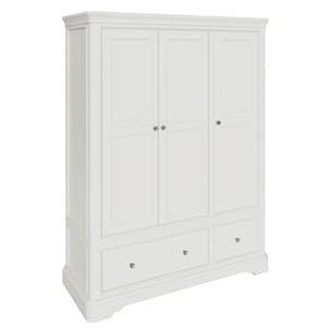 Macon Wooden Wardrobe With 3 Doors 2 Drawers In White