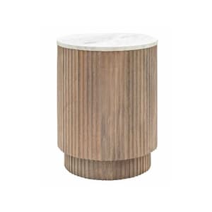Madrid White Marble Top Side Table Round In Grey Wash