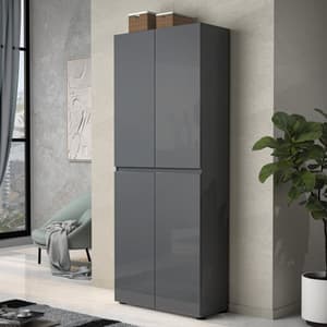 Maestro High Gloss Shoe Cabinet Tall 4 Doors In Anthracite
