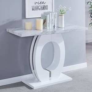 Halo High Gloss Console Table In Magnesia Marble Effect