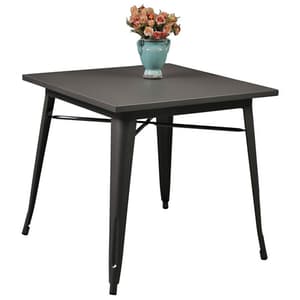 Maire Retro Steel Style Dining Table Square In Gun Metal Grey