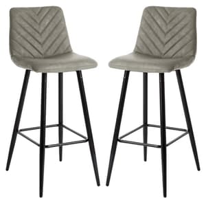 Malabo Taupe PU Leather Bar Chairs With Metal Frame In Pair